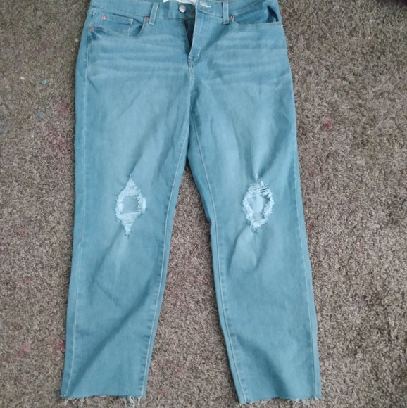 blue mid rise boyfriend jeans - Picture 1 of 7